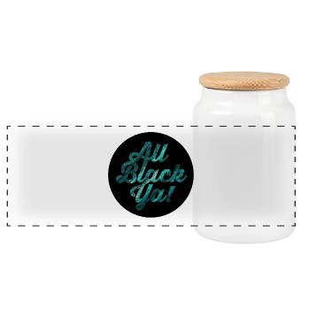 Lettrage All Black Ya Galaxy - Boîte à biscuits avec couvercle en bois - blanc - Devant