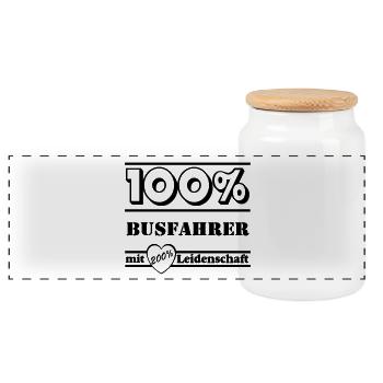 Busfahrer Bus Omnibus Kraftfahrer Schulbus (25) - Panorama Keksdose mit Holzdeckel - Weiß - Vorne