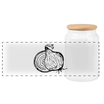 Onion Power – Oignon de caractère - Boîte à biscuits avec couvercle en bois - blanc - Devant