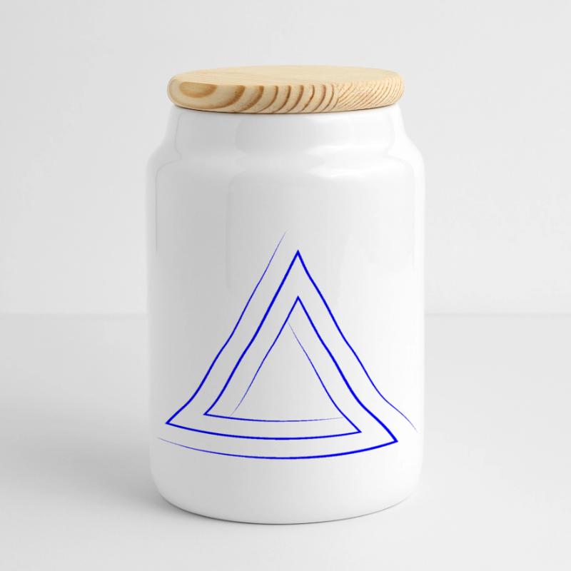 Geometric triangular nesting Panoramic Cookie Jar with Wooden Lid