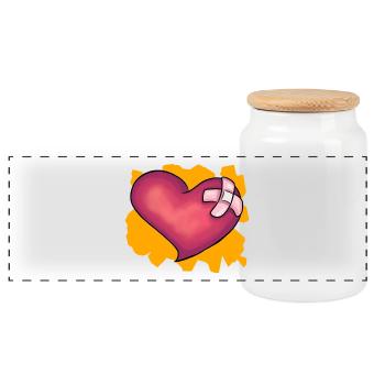 Cœur Patché - Boîte à biscuits avec couvercle en bois - blanc - Devant