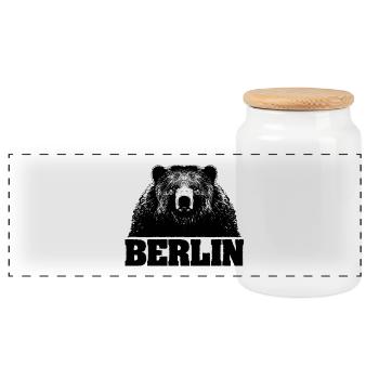 Berlin / Bär / Ours - Boîte à biscuits avec couvercle en bois - blanc - Devant