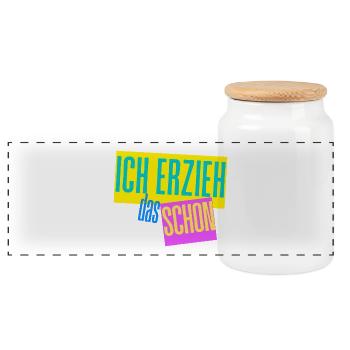 Ich erzieh das schon Erzieher Mama Papa Motiv - Panorama Keksdose mit Holzdeckel - Weiß - Vorne
