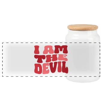 I am the Devil - Ich bin der Teufel - Panoramic Cookie Jar with Wooden Lid - white - Front