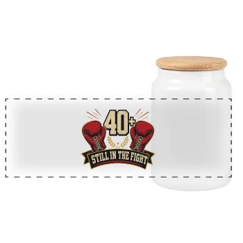 Boxeur après 40 ans - Boîte à biscuits avec couvercle en bois - blanc - Devant