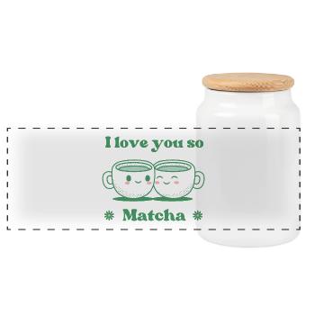 Ich liebe dich so Matcha - Panorama Keksdose mit Holzdeckel - Weiß - Vorne