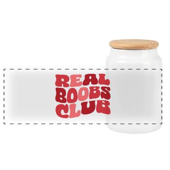 Real Boobs Club - Panoramic Cookie Jar with Wooden Lid - white - Front