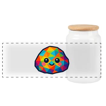 WPAP Polygon Kawaii Style Baby Rocks - Panoramic Cookie Jar with Wooden Lid - white - Front