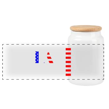Flaggenmuster mit amerikanischen Symbolen - Panorama Keksdose mit Holzdeckel - Weiß - Vorne