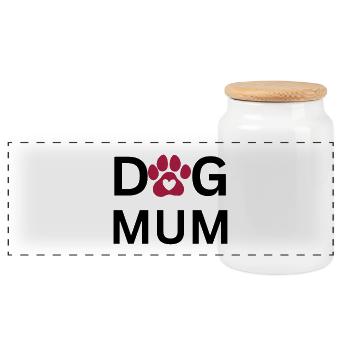 Heart Paws Pawprint Pattern - Panoramic Cookie Jar with Wooden Lid - white - Front