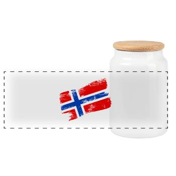 Norwegen Flagge – Skandinavisches Pinselstrich Des - Panorama Keksdose mit Holzdeckel - Weiß - Vorne