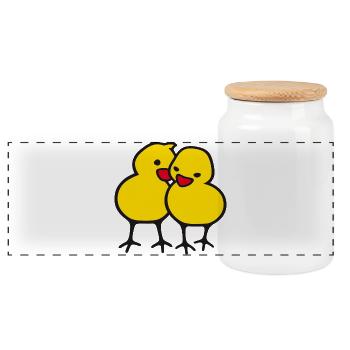 Chicks in Love (a) - Panorama Keksdose mit Holzdeckel - Weiß - Vorne