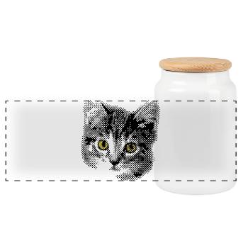 Katzenbaby mit gelben Augen - Panorama Keksdose mit Holzdeckel - Weiß - Vorne