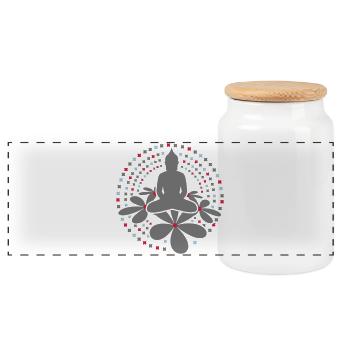 Mandala Bouddha - Boîte à biscuits avec couvercle en bois - blanc - Devant