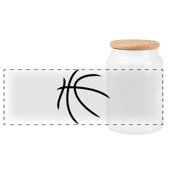 Basketball | Muster | Ball - Boîte à biscuits avec couvercle en bois - blanc - Devant