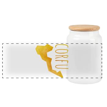 corfu - Panoramic Cookie Jar with Wooden Lid - white - Front
