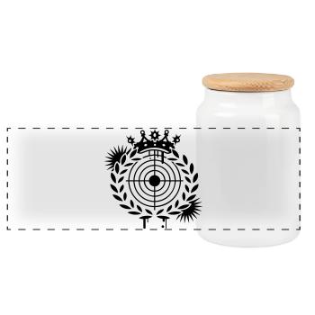 Cible avec couronne et la baie - Boîte à biscuits avec couvercle en bois - blanc - Devant