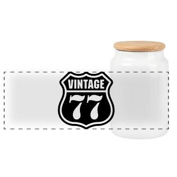 Vintage 77 - Panoramic Cookie Jar with Wooden Lid - white - Front