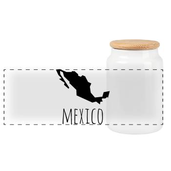 mexico - Panoramic Cookie Jar with Wooden Lid - white - Front