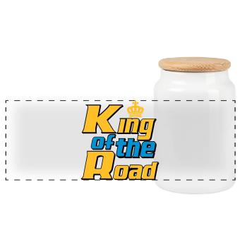 LKW Fahrer,LKW ,Trucker Fun King of the Road (25) - Panorama Keksdose mit Holzdeckel - Weiß - Vorne
