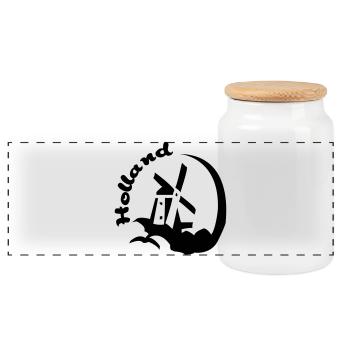Hollande Moulin à vent - Boîte à biscuits avec couvercle en bois - blanc - Devant