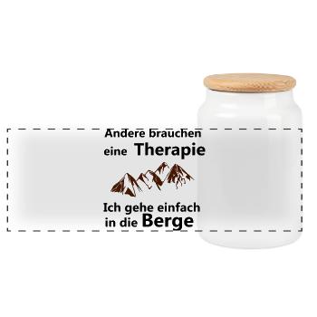 Therapie Berge - Panorama Keksdose mit Holzdeckel - Weiß - Vorne