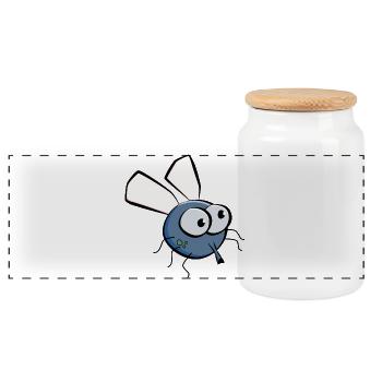 Fly - Panoramic Cookie Jar with Wooden Lid - white - Front