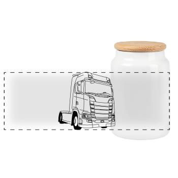 LKW Truck - Boîte à biscuits avec couvercle en bois - blanc - Devant