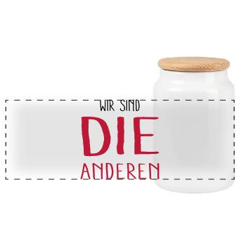 wir sind die anderen - Panorama Keksdose mit Holzdeckel - Weiß - Vorne