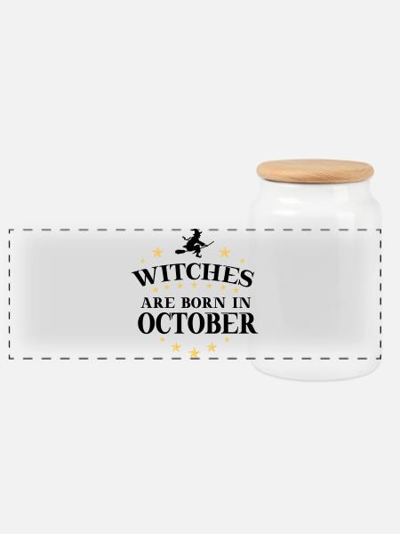 Witches Oktober - Panorama Keksdose mit Holzdeckel - Weiß