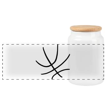 Ein Basketball - Panorama Keksdose mit Holzdeckel - Weiß - Vorne