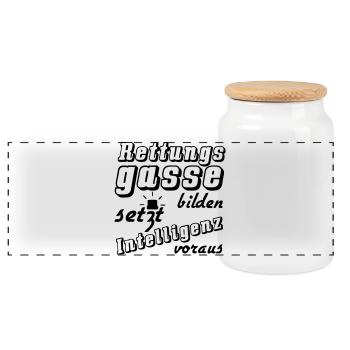 Rettungsgasse Spruch Auto Verkehr Medizin Geschenk - Panorama Keksdose mit Holzdeckel - Weiß - Vorne
