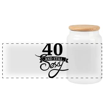 40 et toujours sexy / 40 et toujours sexy - Boîte à biscuits avec couvercle en bois - blanc - Devant
