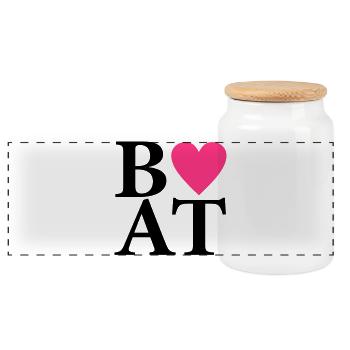 boat - Panoramic Cookie Jar with Wooden Lid - white - Front