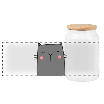 Cat Kitten Hangover I Gift for cat friends - Panoramic Cookie Jar with Wooden Lid - white - Front