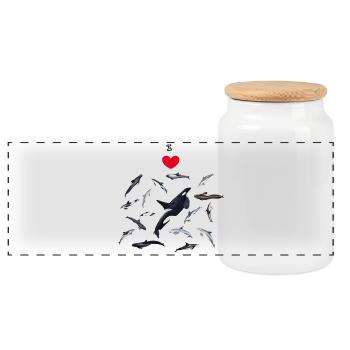 I love dolphins - I love dolphins - Dauphins - Panoramic Cookie Jar with Wooden Lid - white - Front