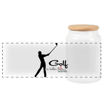 golf - Panoramic Cookie Jar with Wooden Lid - white - Front