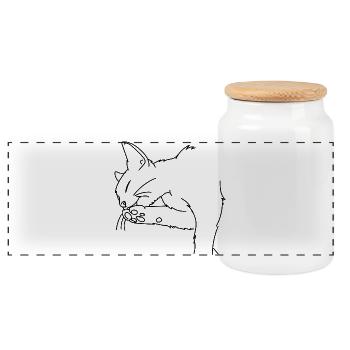 Chat - Boîte à biscuits avec couvercle en bois - blanc - Devant
