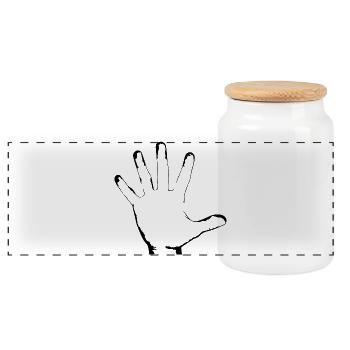 weisse Hand Körper Gliedmaße Geschenk Idee - Panorama Keksdose mit Holzdeckel - Weiß - Vorne