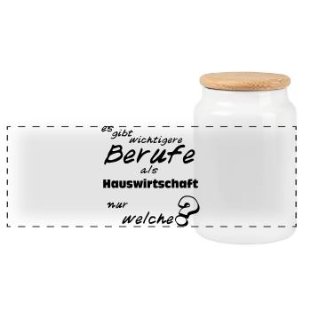Hauswirtschafterin super,Fun spruch Shirt (25) - Panorama Keksdose mit Holzdeckel - Weiß - Vorne