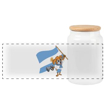 Argentinien Fan Hund - Panorama Keksdose mit Holzdeckel - Weiß - Vorne