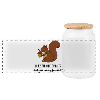 Écureuils - Boîte à biscuits avec couvercle en bois - blanc - Devant