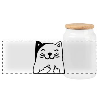 Du kannst mich mal Katze - Panorama Keksdose mit Holzdeckel - Weiß - Vorne