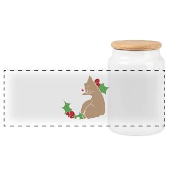 Chemise de Noël Meowy - Boîte à biscuits avec couvercle en bois - blanc - Devant