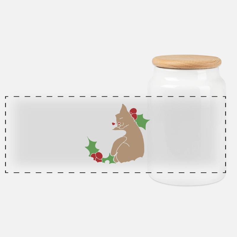 Meowy Weihnachtshemd - Panorama Keksdose mit Holzdeckel - Weiß