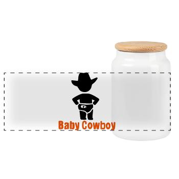Baby Cowboy - Panorama Keksdose mit Holzdeckel - Weiß - Vorne