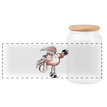 Appaloosa -Westernpferd - - Panorama Keksdose mit Holzdeckel - Weiß - Vorne