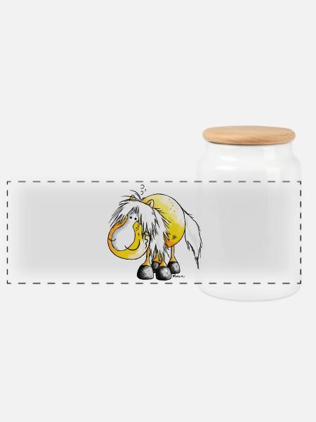 Haflinger - Avelignese - Horse - T-Shirt design - Panoramic Cookie Jar with Wooden Lid - white