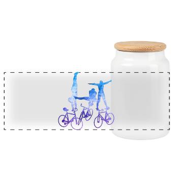 Artistic cycling, artistic cycling, indoor cycling - Panoramic Cookie Jar with Wooden Lid - white - Front