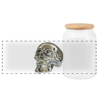 Silber Skull - Panorama Keksdose mit Holzdeckel - Weiß - Vorne